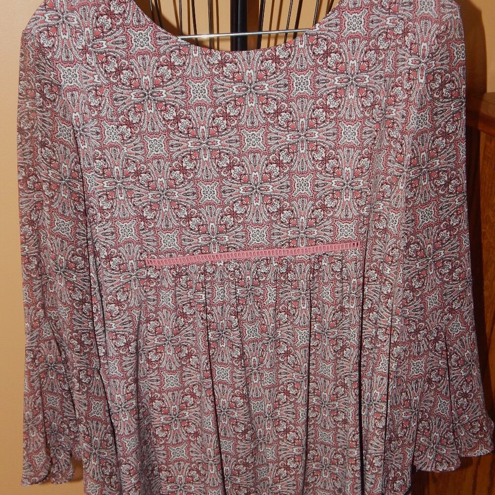Ladies Roz & Ali Blouse-Top-Shirt  Size XL  3/4 Ruffled Sleeve